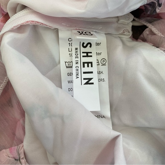 NWOT Pink Floral One Shoulder Ruffle Trim High Waist Flared Mini Dress XS - Picture 13 of 15